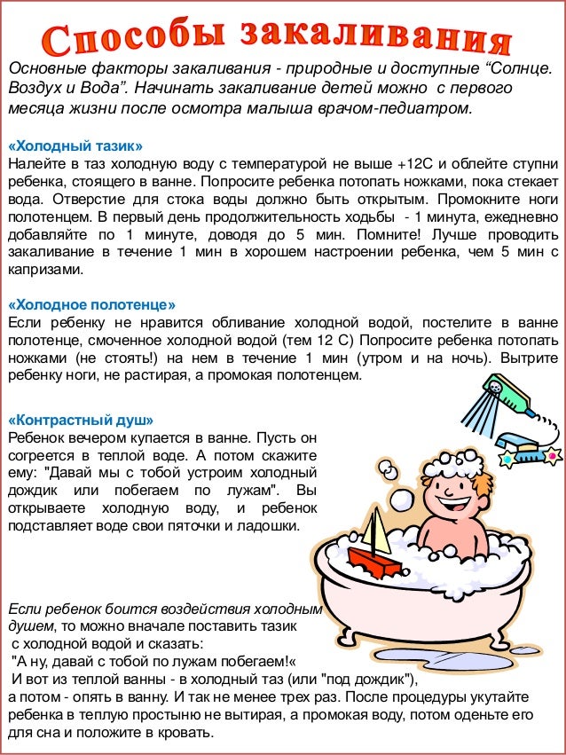 Закаливание детей дошкольного возраста в домашних условиях